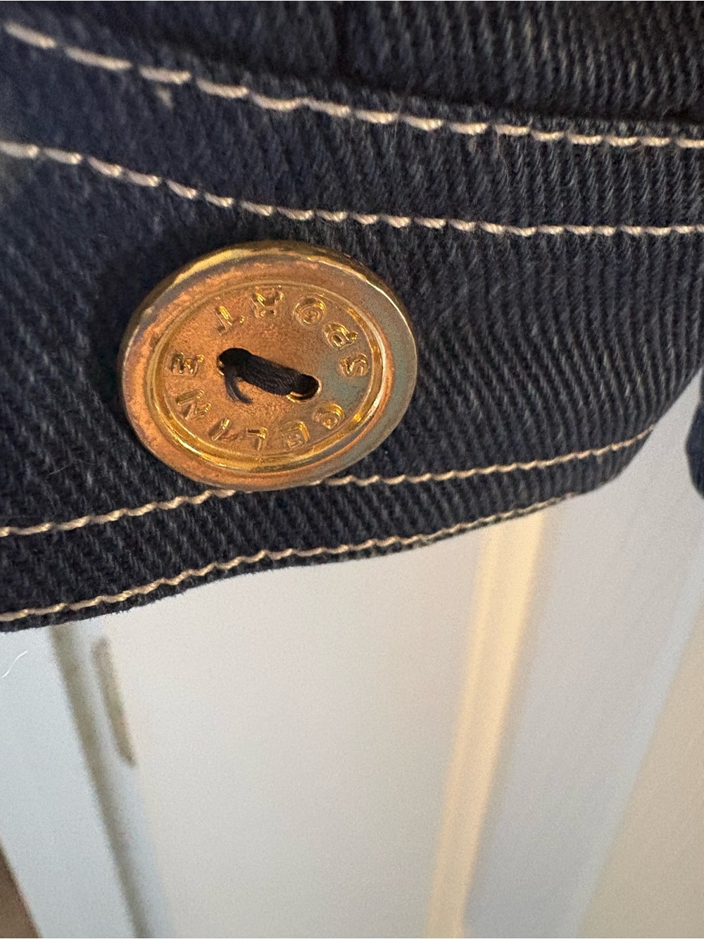 Celine rare vintage Denim Jacket with gold metal stamped Celine on shoulder - Picture 6 of 10